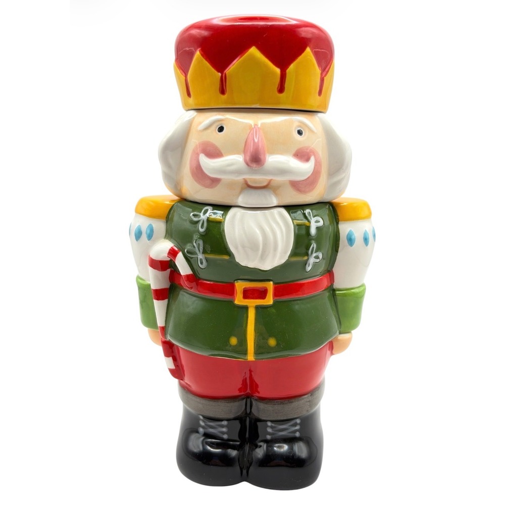 Pier 1 Imports Nutcracker Ceramic Stackable Measuring Cups Set of 4 Christmas